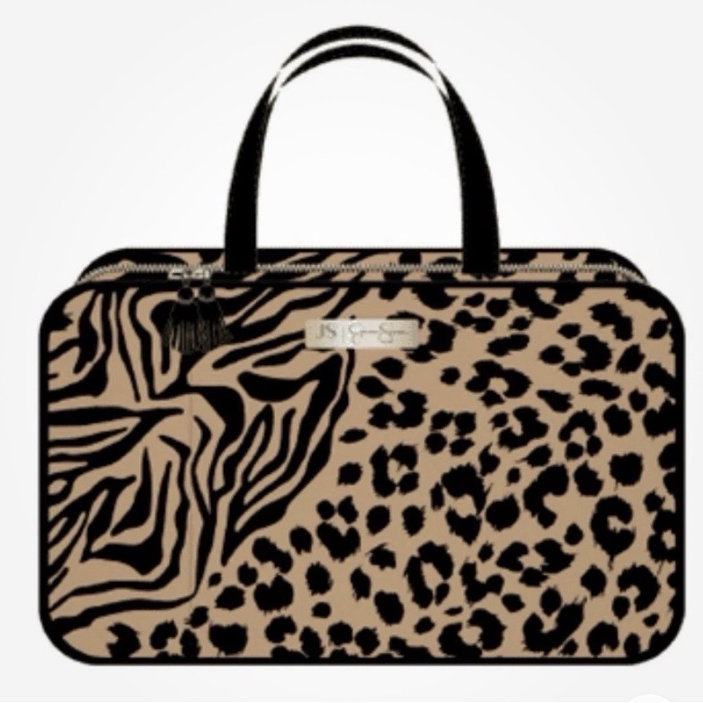 NEW JESSICA SIMPSON A DUMP WEEKENDER MAKEUP COSMETICS BAG 2 COMPARTMENTS ZIPPER
